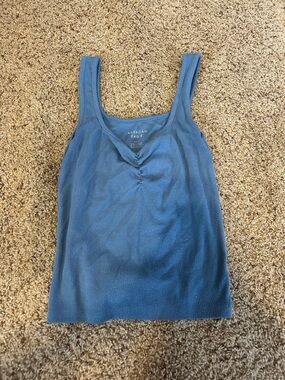 American Eagle Outfitters Slate Blue Ribbed Scoop Tank